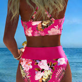 Eduarda - Bikini with contrasting floral pattern and slit