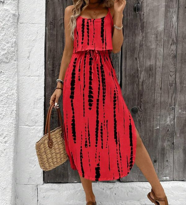 BLYTE™ - All-Over Print Tie-Front Cami Dress for Summer Vibes