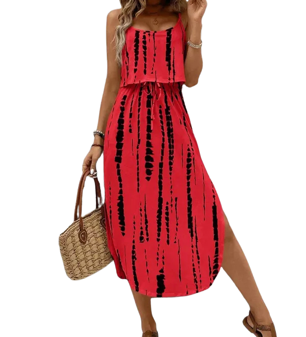 SOFIA™ – Tie Dye Floral Split Thigh Casual Dress