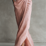 Pink Linen Maxi Dress V-Neck