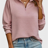 Helene V-Neck Jumper with Zip and Long Sleeves
