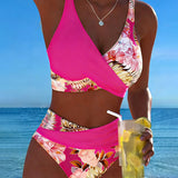 Eduarda - Bikini with contrasting floral pattern and slit