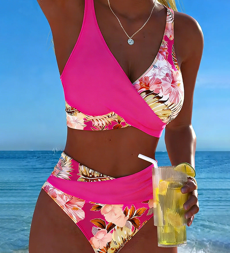 Eduarda - Bikini with contrasting floral pattern and slit