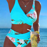 Eduarda - Bikini with contrasting floral pattern and slit