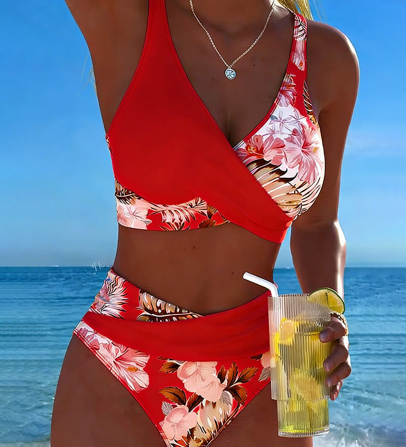 Eduarda - Bikini with contrasting floral pattern and slit