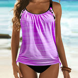 Joana - Plain Tankini with Leopard Print