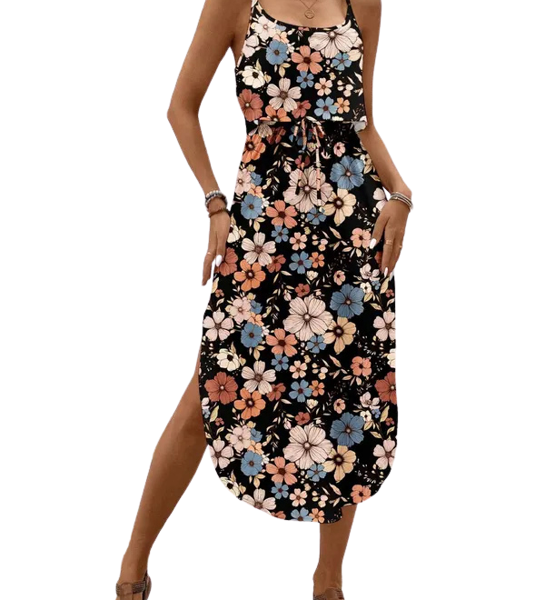 SOFIA™ – Tie Dye Floral Split Thigh Casual Dress
