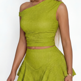 BASHA™ - Women’s Solid Color Tee & Skirt Set