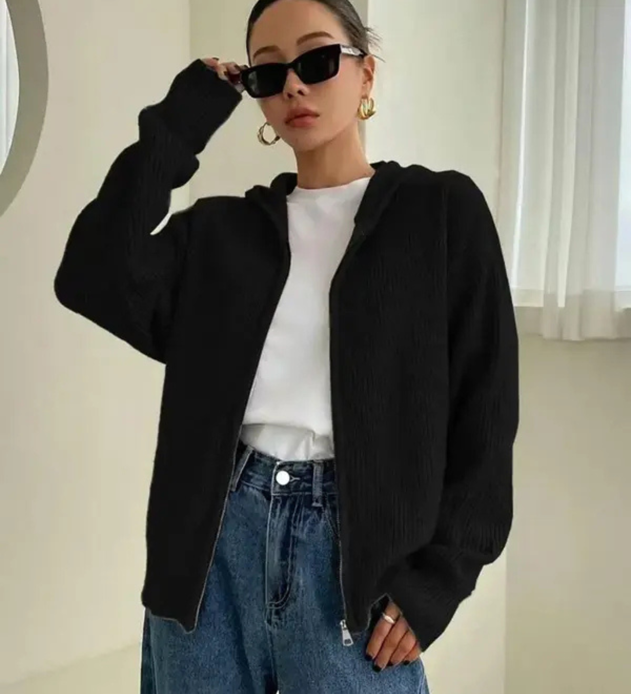 LARALI™ - Casual Zip-Up Hooded Long Sleeve Cardigan