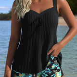 Beatriz | Striped Tankini with Beach Shorts in Two Pieces