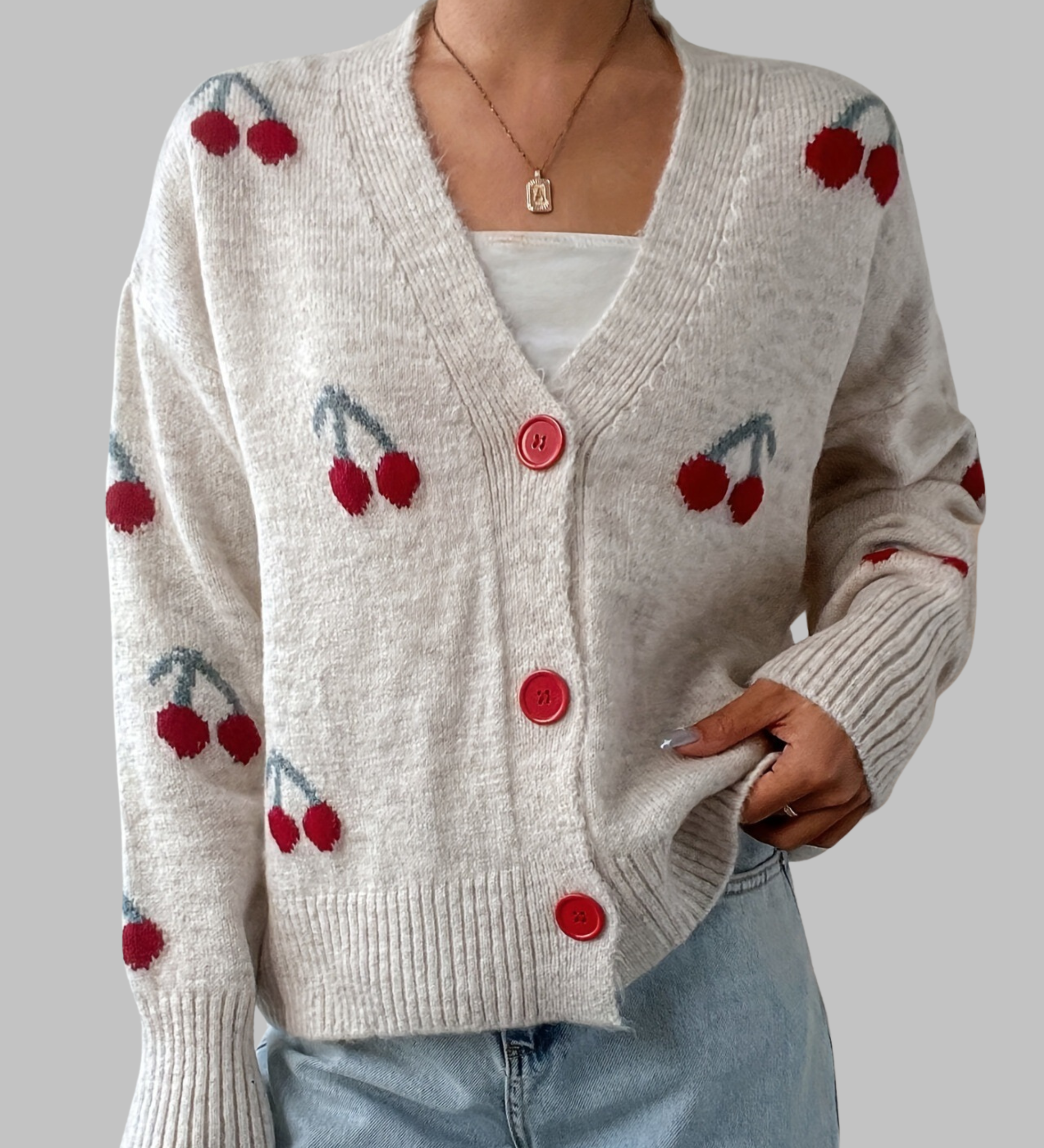 RASHA™ - Chic Button Front Long Sleeve Cardigan