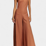 Belen Wide-Leg Halter Jumpsuit with Radiant Fall