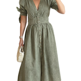 ARMI™ – Casual Short Sleeve V Neck Dress