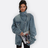 Sílvia - Vintage Asymmetrical High Collar Jacket
