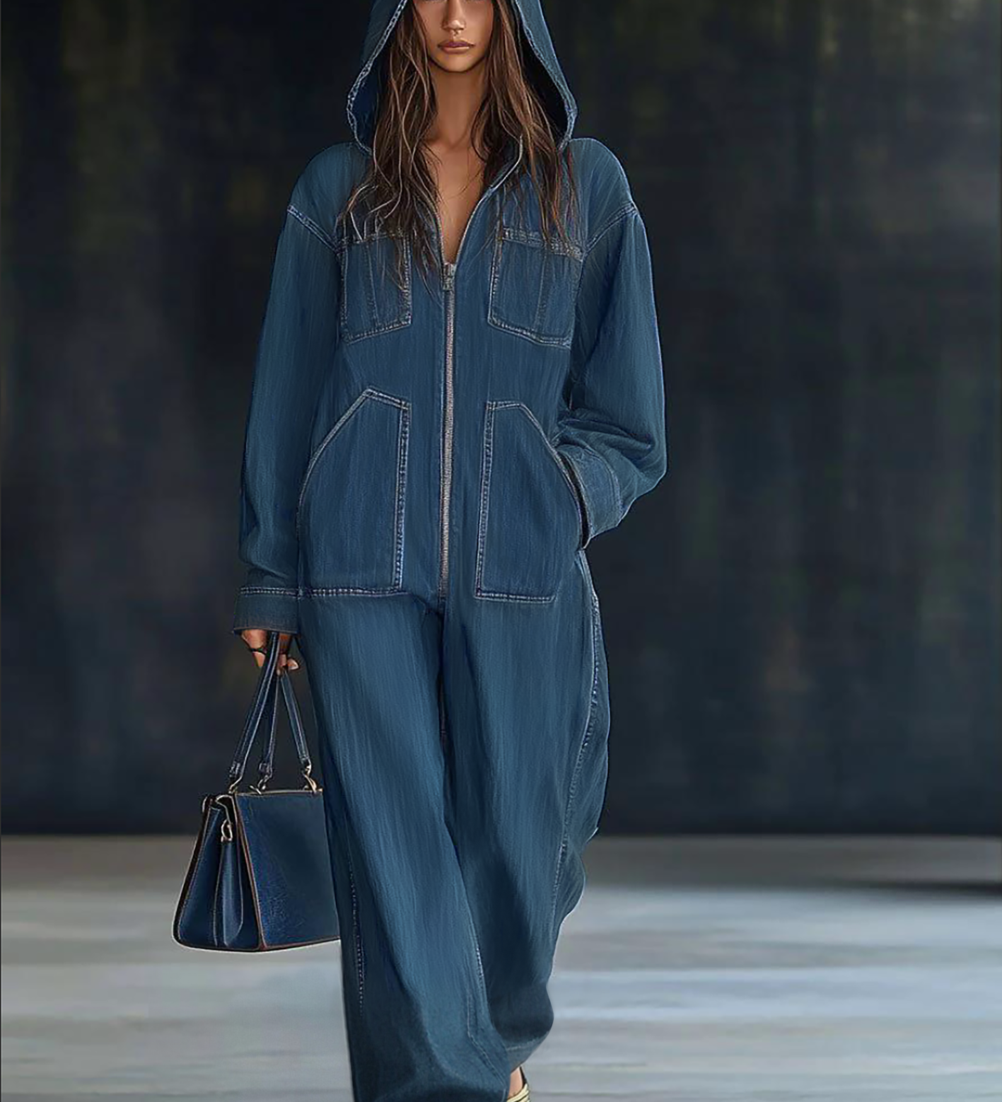Tiria Long-Sleeve Jumpsuit with Hood