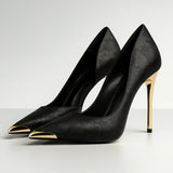 Green Shine™ – Satin Heels with Golden Tip