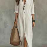 Carmen | Oversized Black Maxi Dress with Buttons