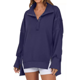 VERON™ - Loose Fit High-Low Split Hem Casual Sweatshirt