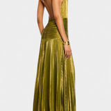 Emma | Metallic Open Back Halter Dress