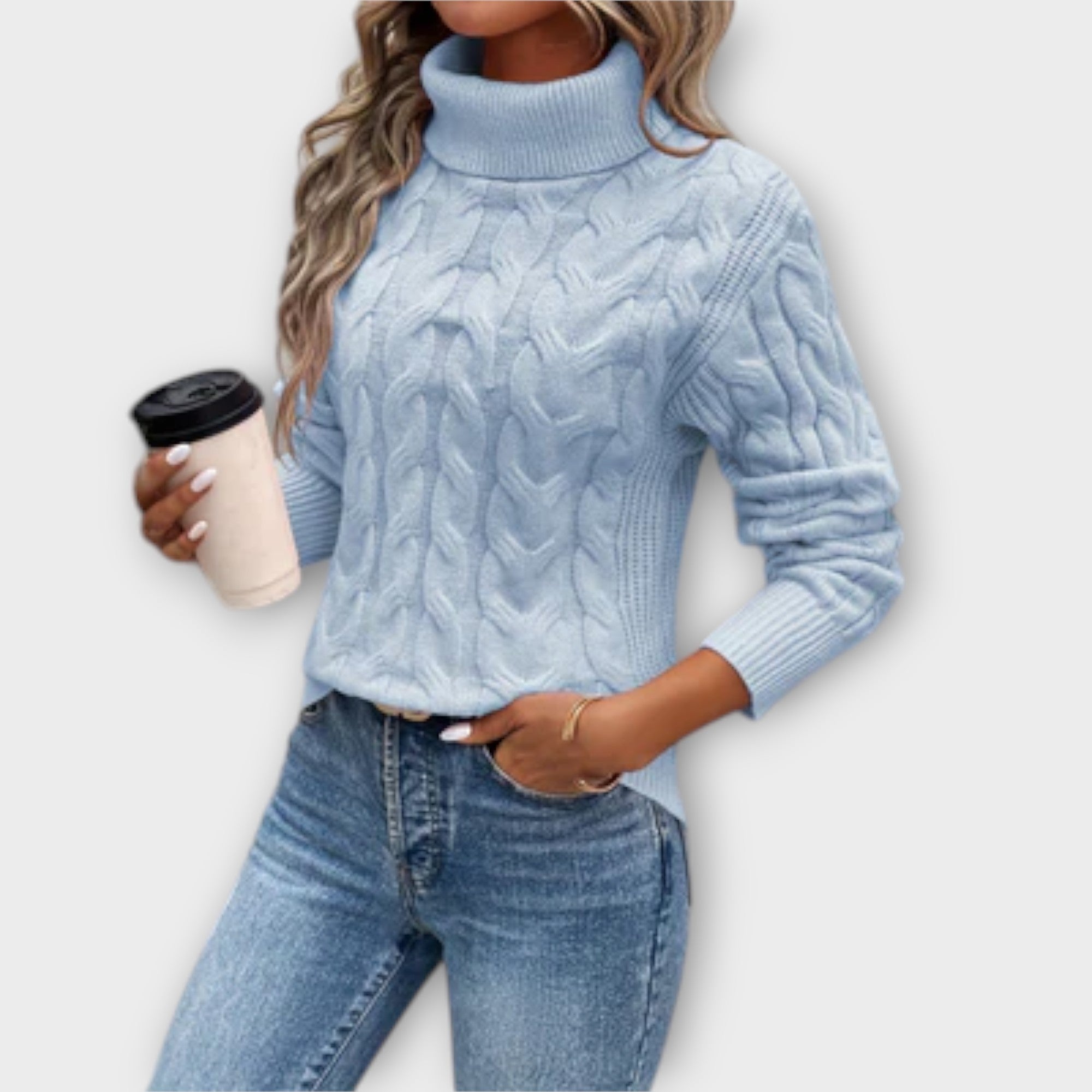 Amelia – Elegante Suéter de Cuello Alto de Punto