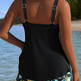 Beatriz | Striped Tankini with Beach Shorts in Two Pieces