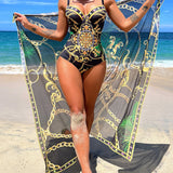 Débora – One-piece swimsuit with push-up effect and matching beach skirt