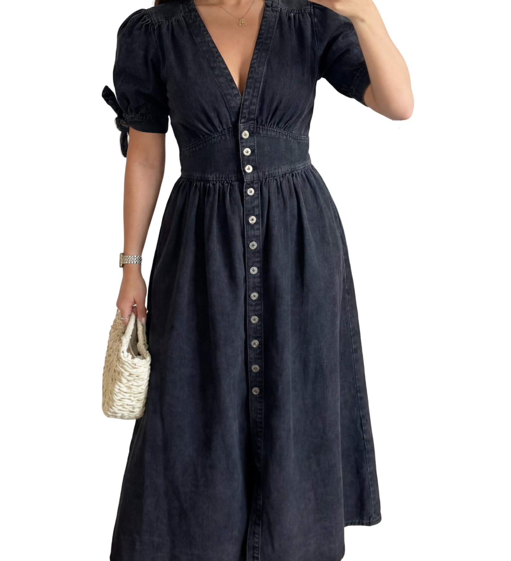 ARMI™ – Casual Short Sleeve V Neck Dress