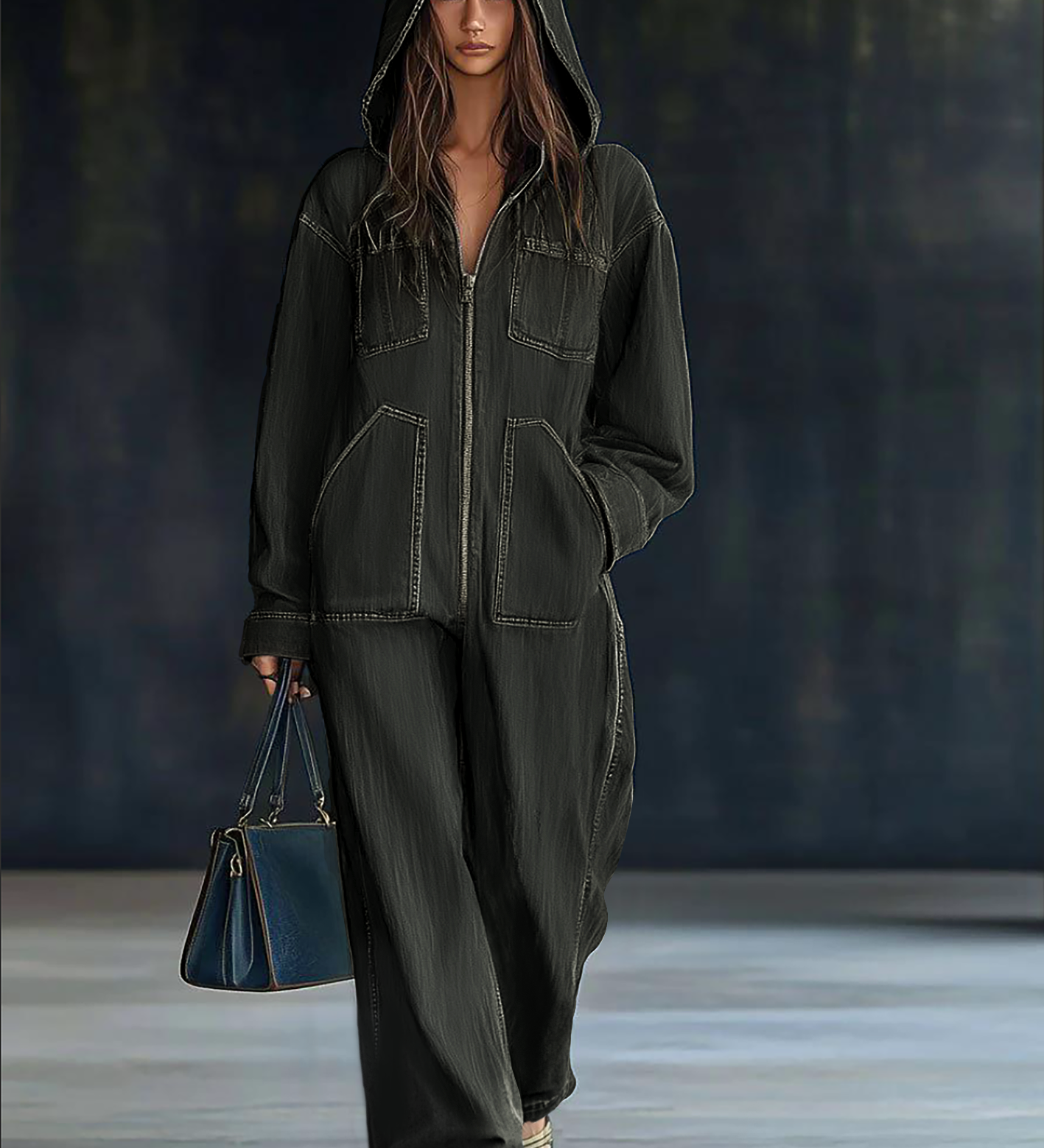 Tiria Long-Sleeve Jumpsuit with Hood