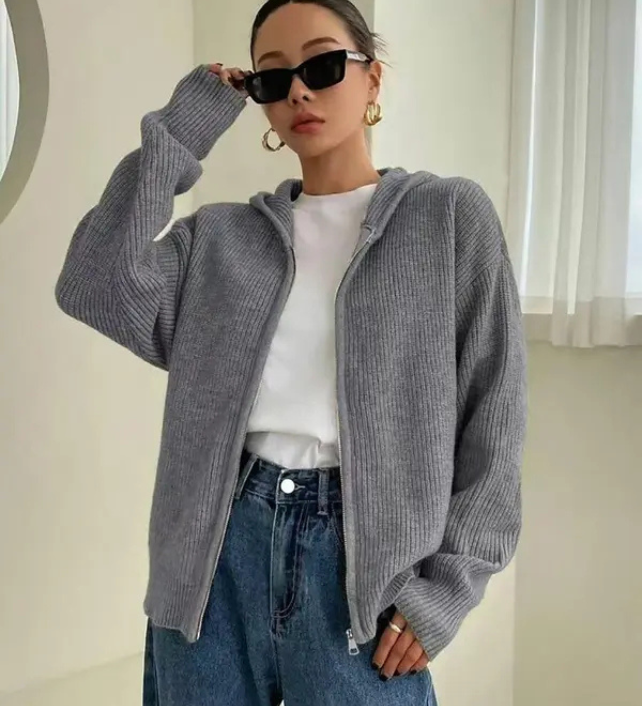 LARALI™ - Casual Zip-Up Hooded Long Sleeve Cardigan
