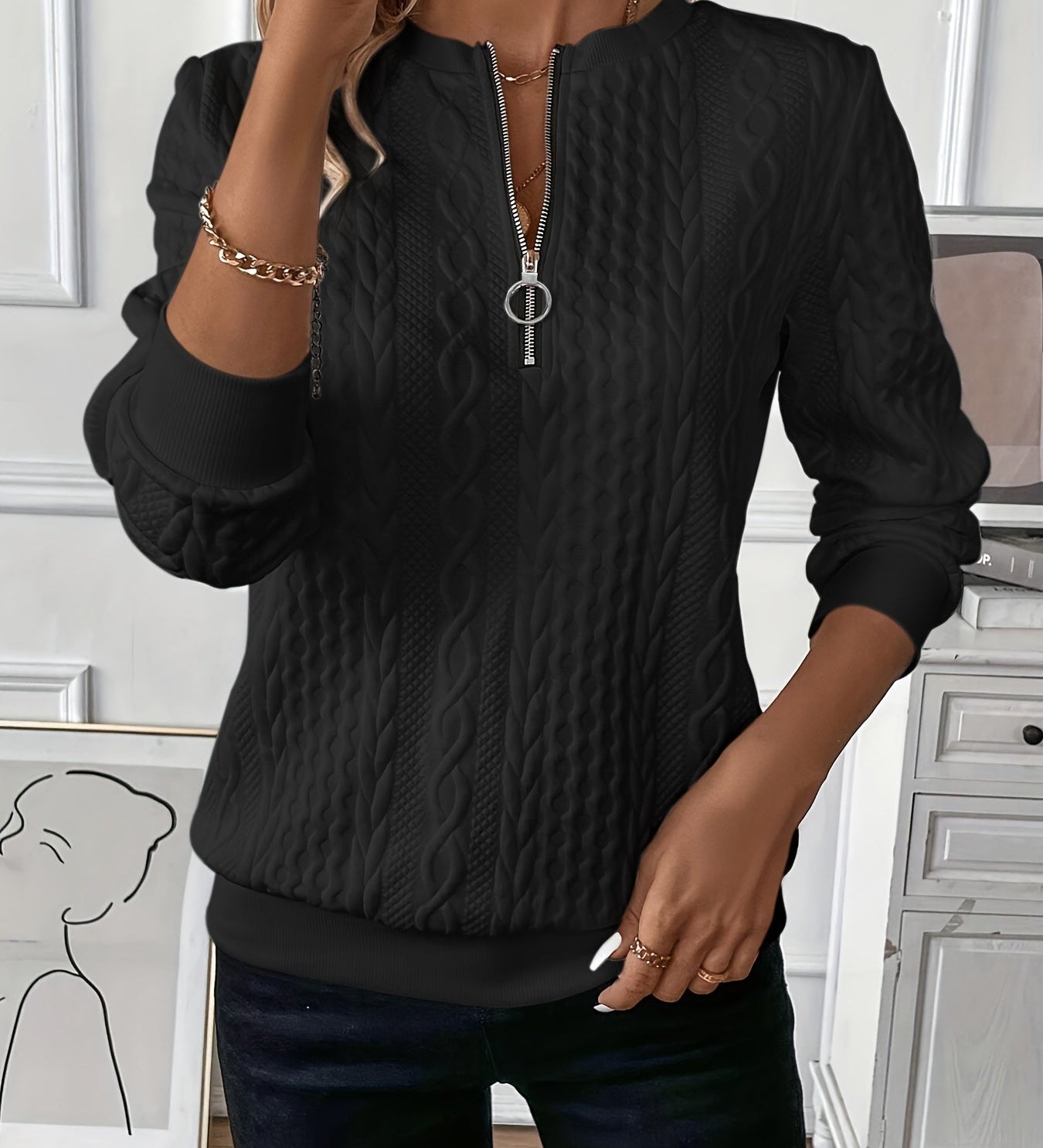 EMMA™ |  Elegant Quarter-Zip Sweater