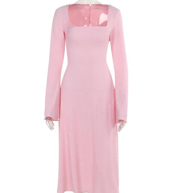ERIN™ - Sophisticated Lace-Up Tie Back Flounce Sleeve A-Line Long Dress