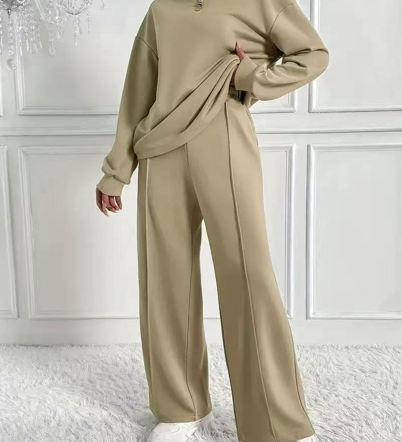 AMBRA™ - Casual Long Sleeve Sweatshirt and High Waist Pants Set