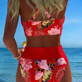 Eduarda - Bikini with contrasting floral pattern and slit