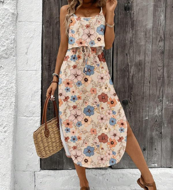 BLYTE™ - All-Over Print Tie-Front Cami Dress for Summer Vibes