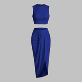 MANUELA™ - Elegant Pleated Slit Long Skirt Set