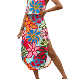 SOFIA™ – Tie Dye Floral Split Thigh Casual Dress