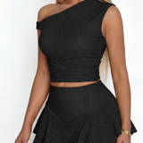 BASHA™ - Women’s Solid Color Tee & Skirt Set