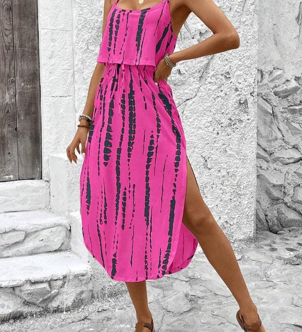 BLYTE™ - All-Over Print Tie-Front Cami Dress for Summer Vibes