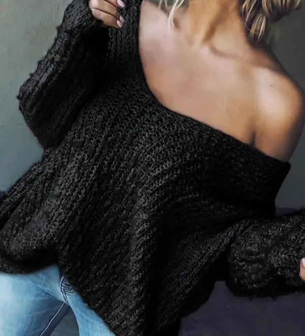 TELIKA™ - Comfy Drop Shoulder Long Sleeve Sweater