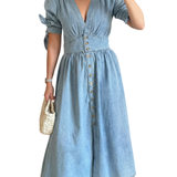 ARMI™ – Casual Short Sleeve V Neck Dress