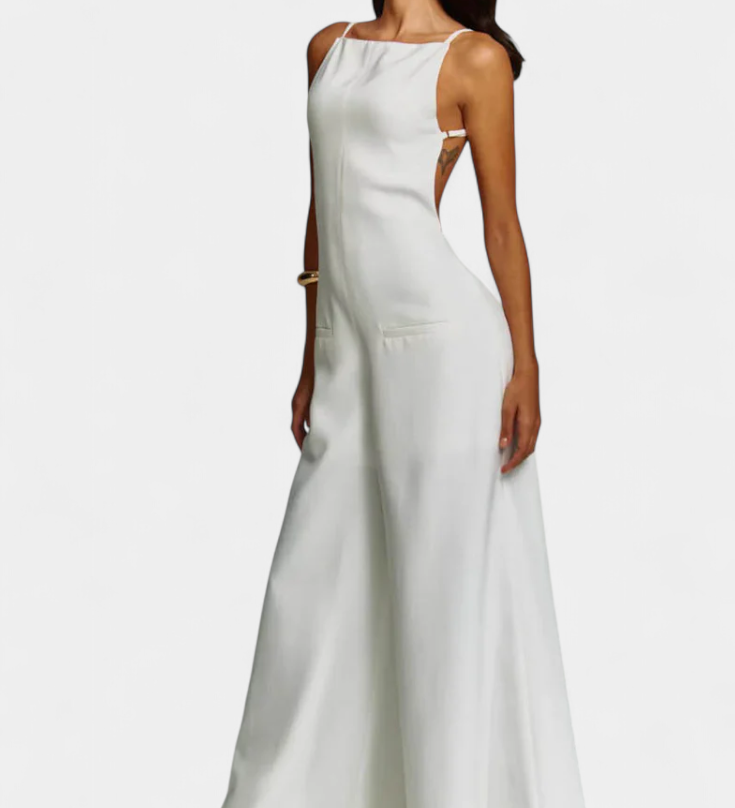 Belen Wide-Leg Halter Jumpsuit with Radiant Fall