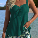 Beatriz | Striped Tankini with Beach Shorts in Two Pieces