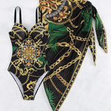 Débora – One-piece swimsuit with push-up effect and matching beach skirt