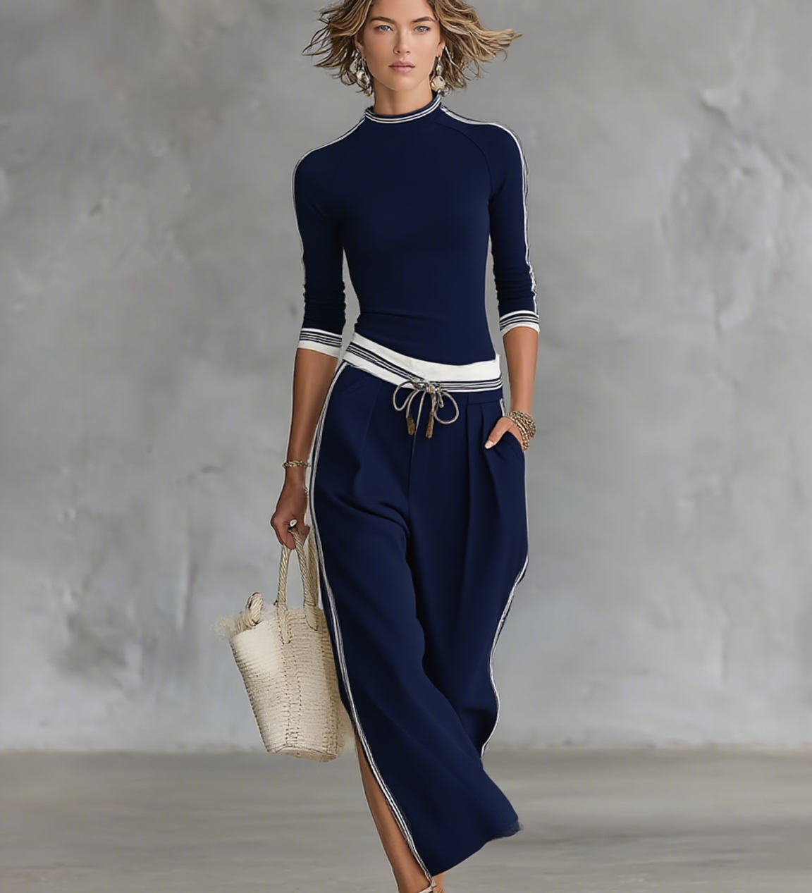 Sport Set Wide Pants with Drawstring