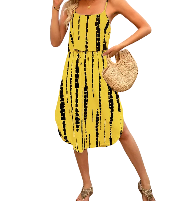 SOFIA™ – Tie Dye Floral Split Thigh Casual Dress
