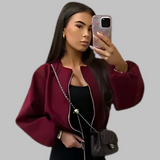 DHANE™ - Chic Long Sleeve Zipper Crop Top Jacket