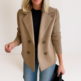 Marta - Elegant Coat with Knit Sleeves