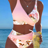 Eduarda - Bikini with contrasting floral pattern and slit