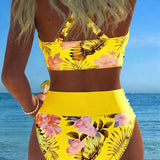 Eduarda - Bikini with contrasting floral pattern and slit