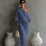 Ivory Linen Dress Off-Shoulder